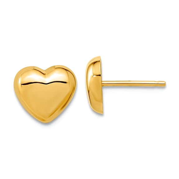 14k Gold Polished Love Heart Post Earrings 7.85x8.6mm Wide Stud Earring for Women - .9 Grams