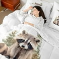 thumbnail image 4 of Erosebridal Cute Raccoon Bedding Queen Size,Jungel Animal Comforter Sets with Sheets,Wild Botanical Pine Bedding Sets Queen Size For Kids,Microfiber Bedroom Decor,7pcs, 4 of 6