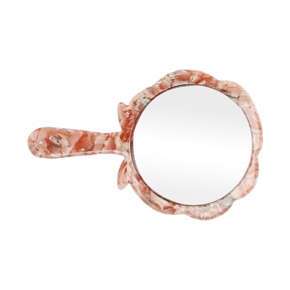 1 Pc Espejo de Mano en Forma de Rosa para Negocios, Viajes, Gimnasio, Salón de Belleza, Espejo de Acetato y Aluminio Naranja
