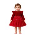 thumbnail image 4 of Wxirdrow Toddler Girls Dress, Cotton Christmas Fall Winter Long Sleeve Princess Dresses for Childs Girls Red,18-24 Months, 4 of 9