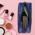 thumbnail image 3 of Unique Bargains 1 Pcs Portable Makeup Bag Toiletry Bag Cosmetic Organizer for Travel Leather Blue, 3 of 7