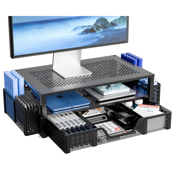 Soporte para monitor Simple Trending de 2 niveles, metal negro
