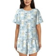 thumbnail image 1 of Fotbe Cute Cat Conjunto de Pijama Estampado para Mujer, 2 Piezas, Ropa de Dormir con Camiseta de Manga Corta y Shorts Suaves-X-Large, 1 of 6