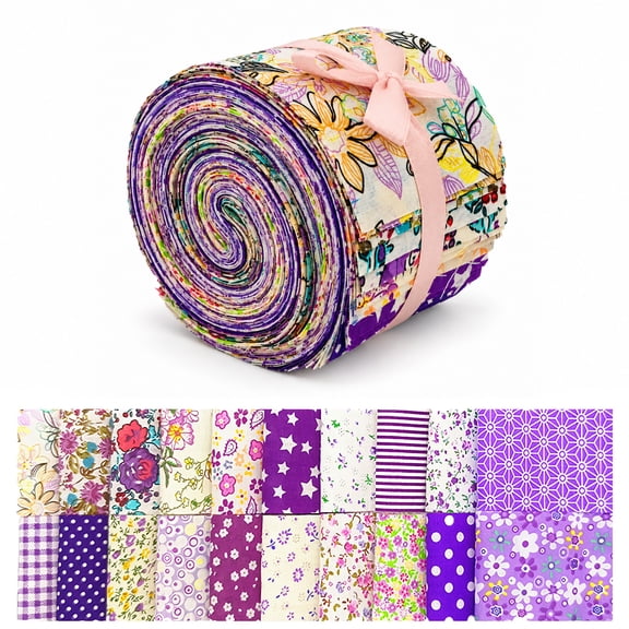 40Pcs Jelly Roll Fabric Strips Purple Floral Cotton Quilting Strips 2.6in Precut Patchwork Supplies for Sewing Crafts, DIY
