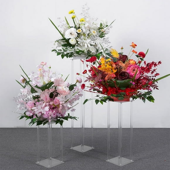 Centerpiece Wedding Decoration Modern Tall Vase Elegant Crystal Acrylic Flower Stand Tabletop Display Rack Floral Backdrop Clear Column Pillar Square Props