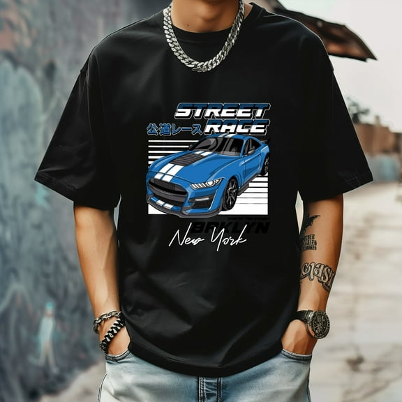 Men's T Shirt Round Neck Patterned Tee Summer New Sports Shirt Vintage Style Gift for Friends XS