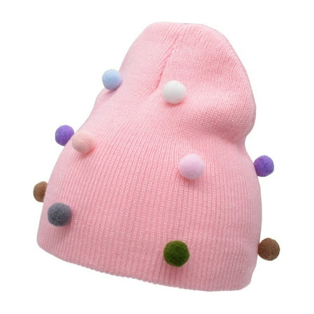 

Rdeuod Baby Hat Bucket Hat Children Pure Color Keeping Warm And Knitted Wool Hat Hairball Cap Hats for Women