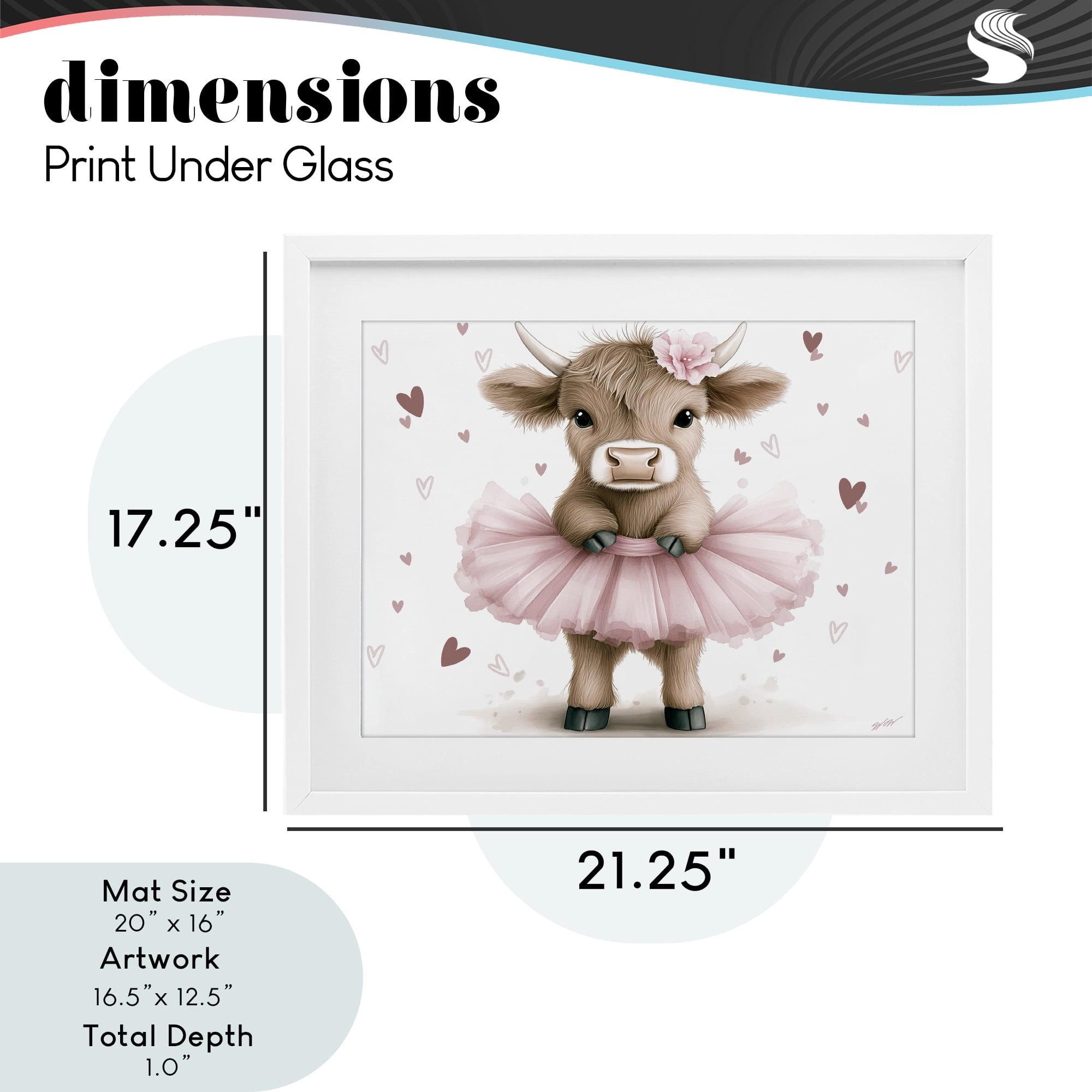 Stupell Industries Baby Calf with Tutu White Framed Print Under Glass, design by Whimsical Wonders