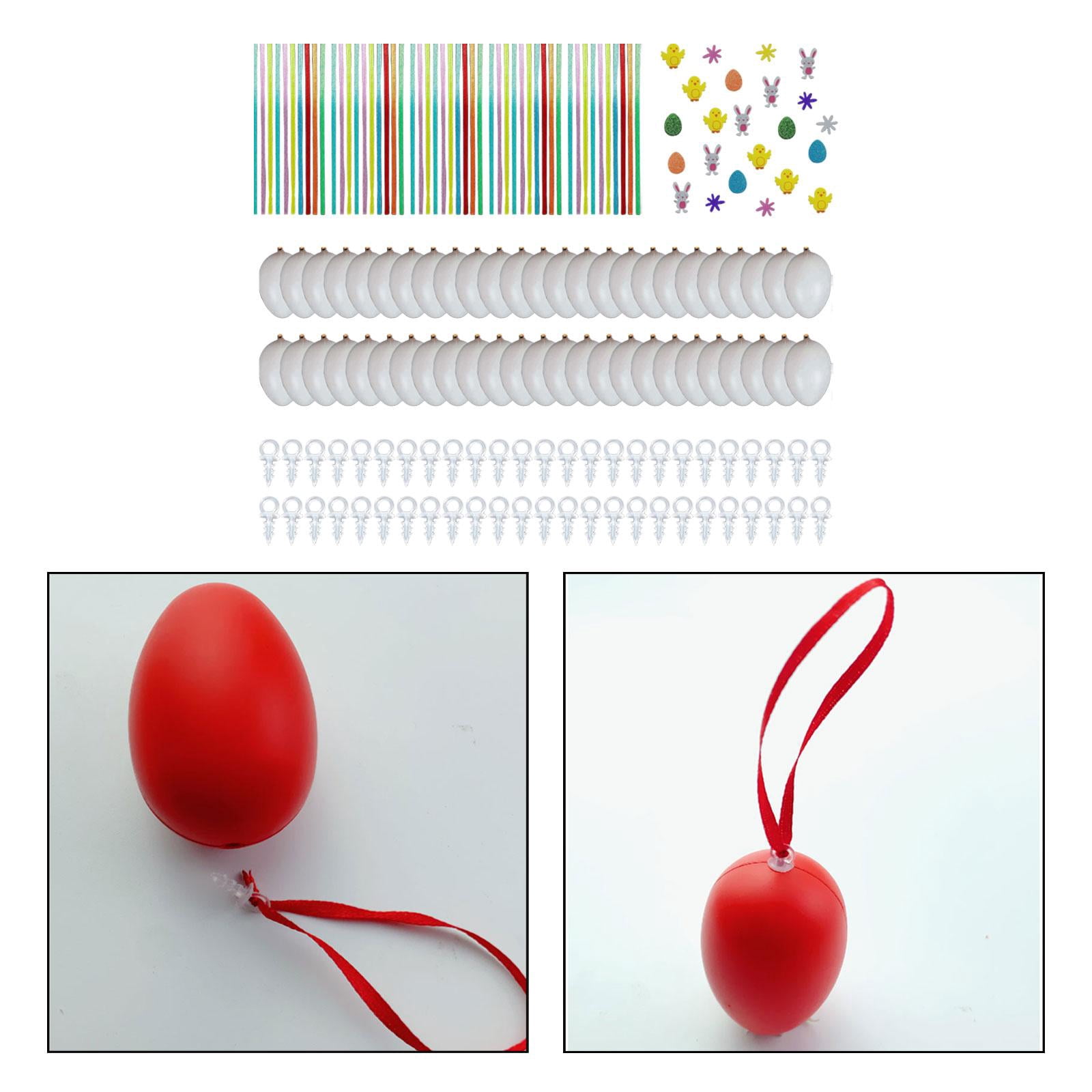 FVDPWYE 50 Pieces White Easter Eggs Decorating Set Easter Basket Fillers with Ribbon and White with Stickers