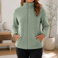 thumbnail image 5 of Annhoo Womens Fleece Full Zip Jackets Stand Collar Casual Solid Color Fall Winter Outerwear Coat with Pockets, 5 of 9