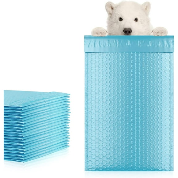 Light Blue Poly Bubble Mailers Self Seal, 5 x 9 Inch. 25 Pack Bubble Packaging Envelopes for Shipping. Durable Sealed Mailing Envelopes Bubble Padded. Waterproof Bubble Bags for Shipping