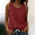 thumbnail image 2 of TEAJOPSUU Summer Linen Cotton Tank Tops for Women Loose Sleeveless Round Neck Shirts Casual Daily Going Out Blouses Burgundy, 2 of 8
