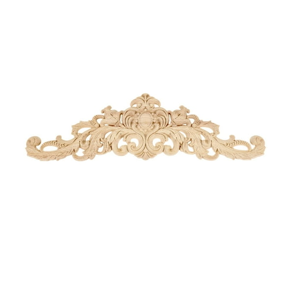 MUXSAM Long Wood Carved Appliques Onlays, 1-Pack Unpainted Decorative Corner Carving Decals Set for Wall Door Cabinet Mirror Closet Wardrobe Dresser Mantel Staircase DIY Project, 40x11cm/15.75"x4.33"
