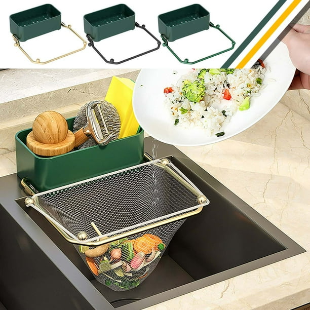 Colador de fregadero de cocina - filtro desechable para residuos alimentarios y rejilla de esponjas, drenador de malla de acero al carbono de 7,24x6,57x2 pulgadas, 100 filtros incluidos