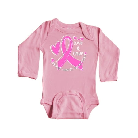 

Inktastic Love Care Cure Breast Cancer Awareness Pink Ribbon Gift Baby Boy or Baby Girl Long Sleeve Bodysuit