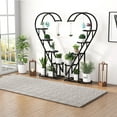 thumbnail image 2 of Patiojoy 5-Tier Metal Plant Stand, Heart-shaped Plant Shelf Tiered Plant Stand with 4 Hanging Hooks, Wide Slatted Platform Black, 2 of 10