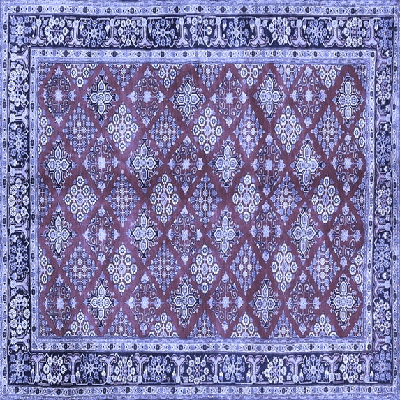 Ahgly Company Machine Washable Indoor Square Persian Blue Traditional Area Rugs, 7' Square