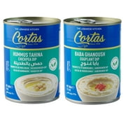 Cortas - Baba Ghanoush & Hummus Tahina (2 Cans Appetizer Combo), Eggplant Dip & Chickpea Dip, Ready to Serve (Gluten Free)