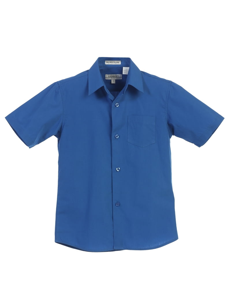 Gioberti Boy's Short Sleeve Solid Dress Shirt, Royal Blue, 6