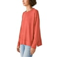 thumbnail image 2 of Lucky Brand Women's Super Soft Cloud Jersey Lightweight Sweater Cozy Crewneck Top-Orange / S, 2 of 6