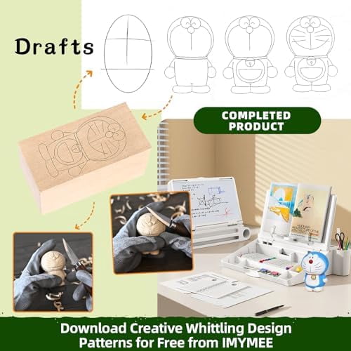 Wood Whittling Kit for Beginners-Complete Whittling Set with 4pcs Wood Carving Knives & 8pcs Basswood Wood Blocks-Perfect Wood Carving Kit Set-Includes Wood Carving Tools for Adults and Kids