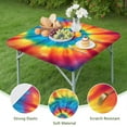 thumbnail image 4 of Colorful Tie Dye Mandala Pattern Square Fitted Tablecloth with Elastic Edge,Square Table Cover,Washable Elastic Table Cover for Home Kitchen Party Decor 34"x34", 4 of 6