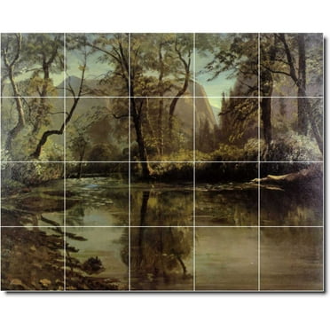 Ceramic Tile Mural-Albert Bierstadt Landscapes Painting 120. 21.25" w x 17" h using (20) 4.25 x 4.25 ceramic tiles