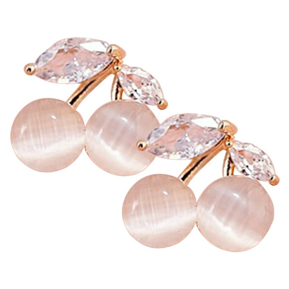 1 Pair Opals Stud Earrings Elegant Cherry Stud Earrings Charming Ear Jewelry