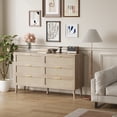 thumbnail image 2 of Cómoda de dormitorio moderna - 6 cajones de ratán - Amplio espacio de almacenamiento - Diseño mid-century en madera - Perfecta para dormitorio, entrada o pasillo - Color roble natural, 2 of 8