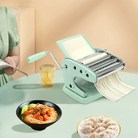 Manual Pasta Maker Machine with 3 Blades & 6 Thickness Settings, Stainless Steel Noodle Maker for Fettuccine, Spaghetti, Dough Sheets - Suction Cup & Clamp Included