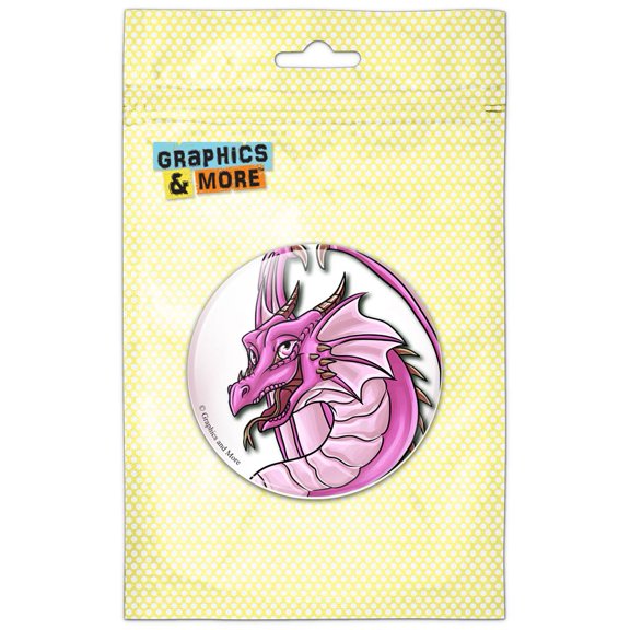 Happy Pink Dragon Cute Fantasy Pinback Button Pin Badge