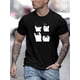 thumbnail image 1 of Men's Casual Black Cat Print T-Shirt - Crew Neck, Short Sleeve, Polyester Blend, Machine Washable Tee For Adult, Men, Women, Teen, Teenager, Adolescent, Youth, 1 of 6