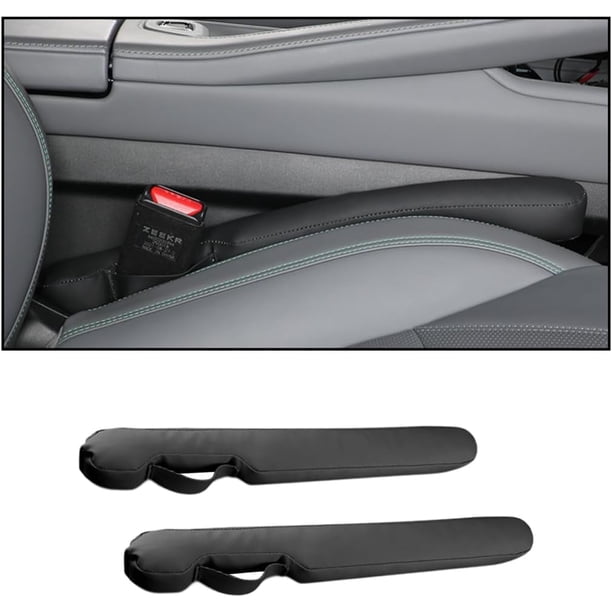 Relleno de espacio para asiento de automóvil, relleno de espacio para asiento de cuero de microfibra de 2 piezas, accesorio GM (negro)