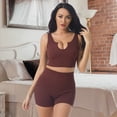 thumbnail image 1 of 2pcs Set Yoga Bra Shorts Nylon Women Crop Top Legging (L U Shape Coffee) Sywqhk Para Estrenar, 1 of 5