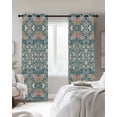 thumbnail image 3 of Teal Pink Blackout Curtains 45 Inches Long for Bedroom, Vintage Floral Watercolor Boho Ethnic Thermal Insulated Room Darkening Black Out Window Curtain Panels Grommet Drapes for Living Room, 3 of 8