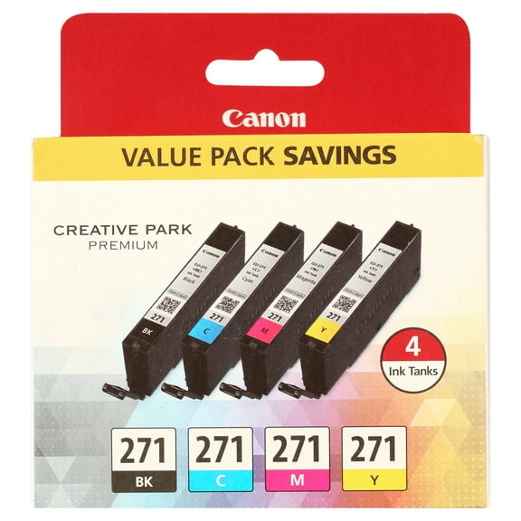 Canon 0390C005 (CLI-271) Ink, Black/Cyan/Magenta/Yellow