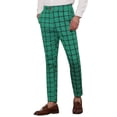 thumbnail image 4 of Pantalones de vestir de cuadros para hombres Inspire Chic, corte slim, pantalones de negocios a rayas 28 verde negro, 4 of 6