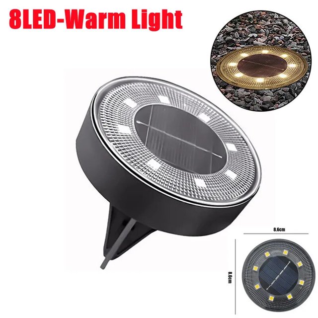 Luces de tierra de energía Solar de 8Led, foco de luz de cubierta de camino de jardín impermeable, lámpara Led Solar enterrada, decoración de patio de entrada de jardín