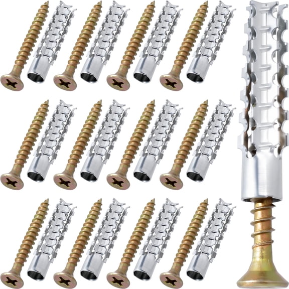 12 Par M6 Tree Shaped Steel Hollow Wall Anchor with Screws, Loose Hinge Hole Repair Kits, Metal Expansion Screws for Concrete, Drywall Anchors, Drywall Anchor Kit (0.24''×1.38'')