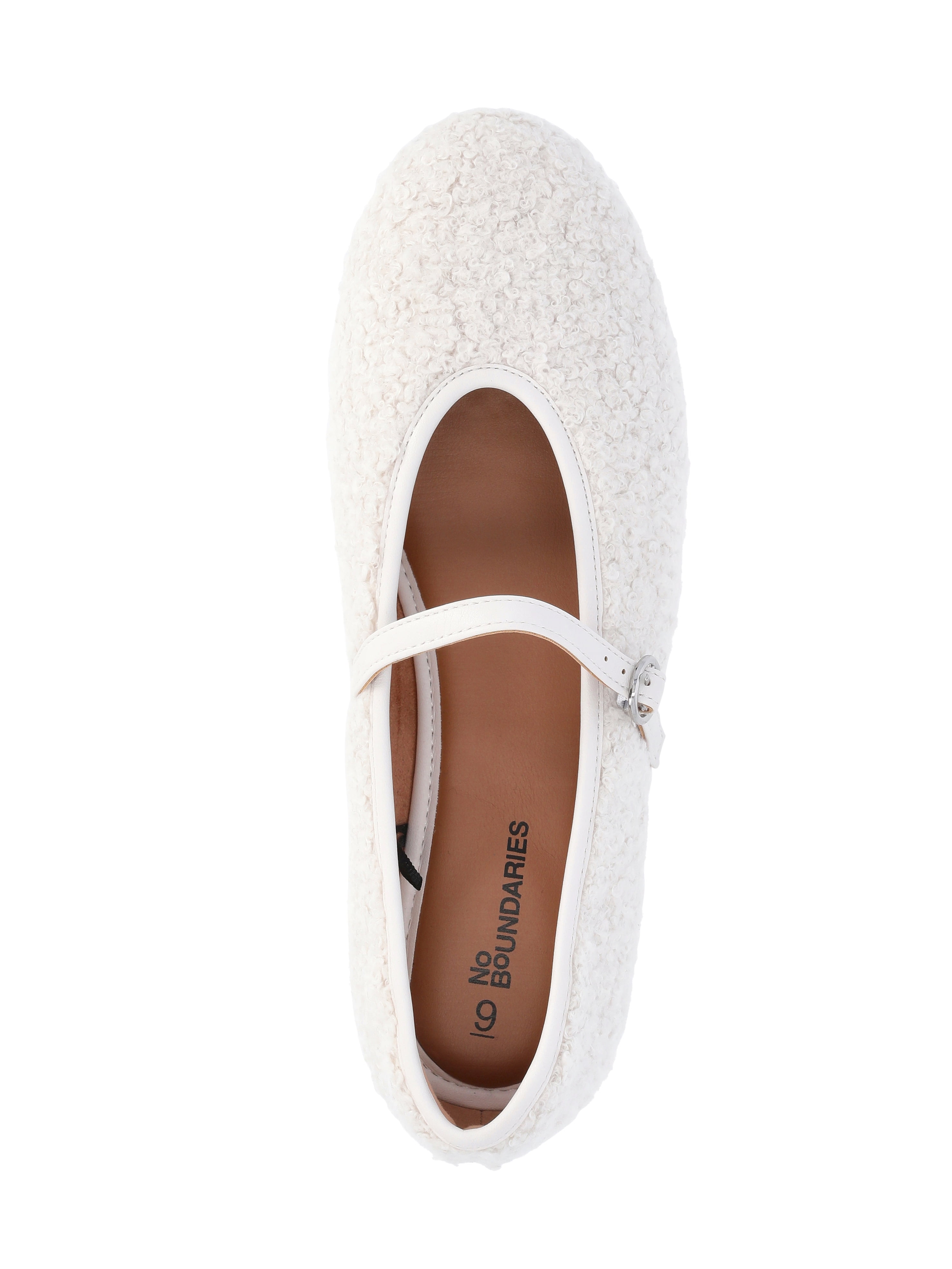 No Boundaries Women's Faux Shearling Mary Jane Flats
