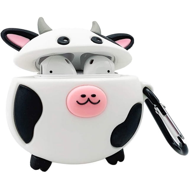 Funda compatible con Airpods 1 y 2, silicona 3D, lindo y divertido personaje de dibujos animados Kawaii Airpods, funda protectora a prueba de golpes, piel suave con llavero para niños, adolescentes y