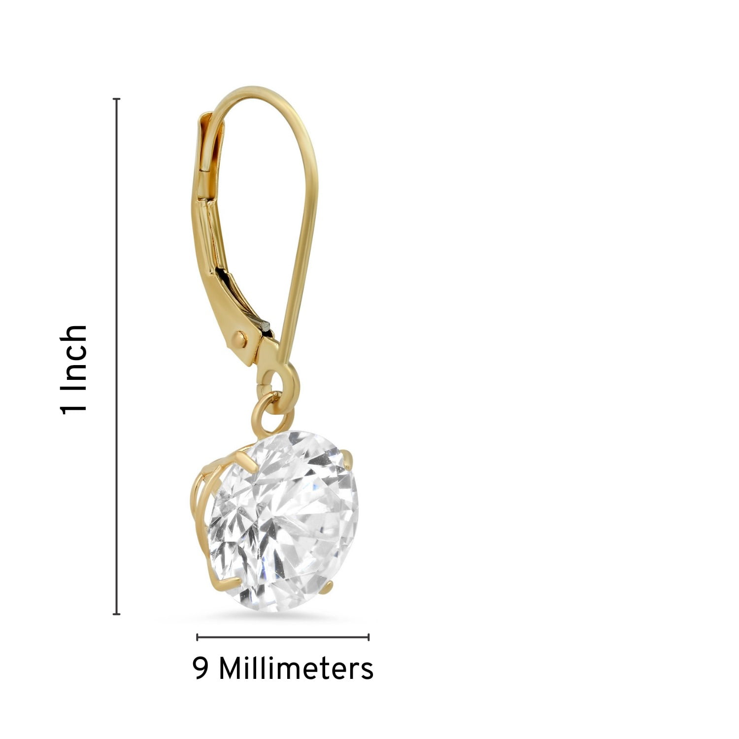 14k Gold Leverback Cubic Zirconia Dangle Earrings for Women | Real Yellow Gold Dangle Earrings | 5 CT.TW 14k Gold Earrings for Women | CZ Cubic Zirconia Drop Earrings by MAX + STONE