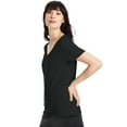 thumbnail image 3 of Hanes Perfect-T Women's V-Neck Cotton T-Shirt, Value 2-Pack Black S, 3 of 5