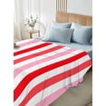 thumbnail image 4 of Red Pink Stripe Twim Size Flat Sheet, Wrinkleproof & Fadeproof Cooling Flat Bed Sheet Only, Geometric White Vertical Striped Breathable Soft Bedding Top Sheets 66 x 96 Inches, 4 of 8