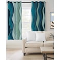 thumbnail image 2 of Teal Ombre Blackout Curtains, Light Blocking Print Window Curtains, Abstract Art Moire Ocean Waves Thermal Insulated Window Drapes for Living Room Kitchen Cafe 2 Panels, 104"W x 72"L, 2 of 9