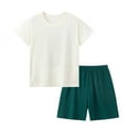 thumbnail image 4 of NIEWTR Toddler Boy Girl Short Sleeve T-Shirt and Elastic Waistband Elastic Shorts Outfit Set 2Pcs Cotton Summer Outfits Summer Pjs 5t 6t Children's Day Gift 2PCS Set ,18-24 Months, 4 of 5