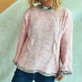 thumbnail image 5 of Htigea Women's Pullover Sweaters Patchwork Crew Neck Long Sleeve Jumpers Casual Loose Fit Knit Tops Pink L, 5 of 5