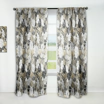 Designart 'Black Roses On Brown With White Drawn Flowers' Floral Curtain Panel