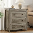 thumbnail image 3 of FANRAL 3 Large Drawer Nightstand,29.5" Tall Night Stand,27.5" Wide Side Table,Wood Bedside Table Modern End Table,Small Wide Dresser for Bedroom,Gray Nightstand, 3 of 7