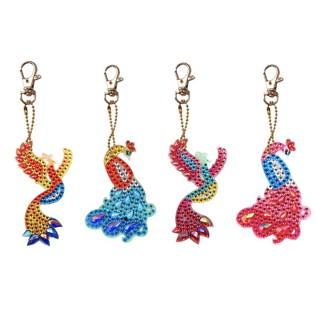 Cuadros Decorativos 4 piezas DIY taladro completo diamante llavero Phenix colgante llaveros artesanía de costura Ehuebsd Nuevos Originales